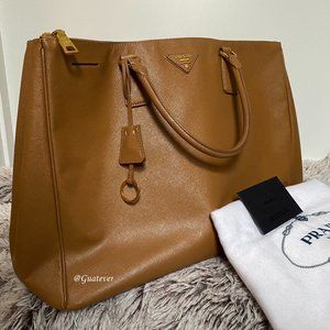 Like New Caramel Prada Saffiano Lux Tote